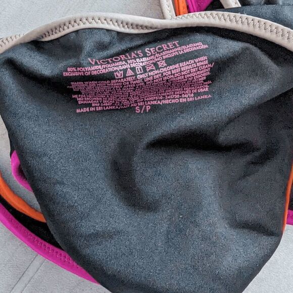 Victoria's Secret Monokini Cross Front Brazilian Cut Black w Multicolored Trim S - Picture 5 of 9